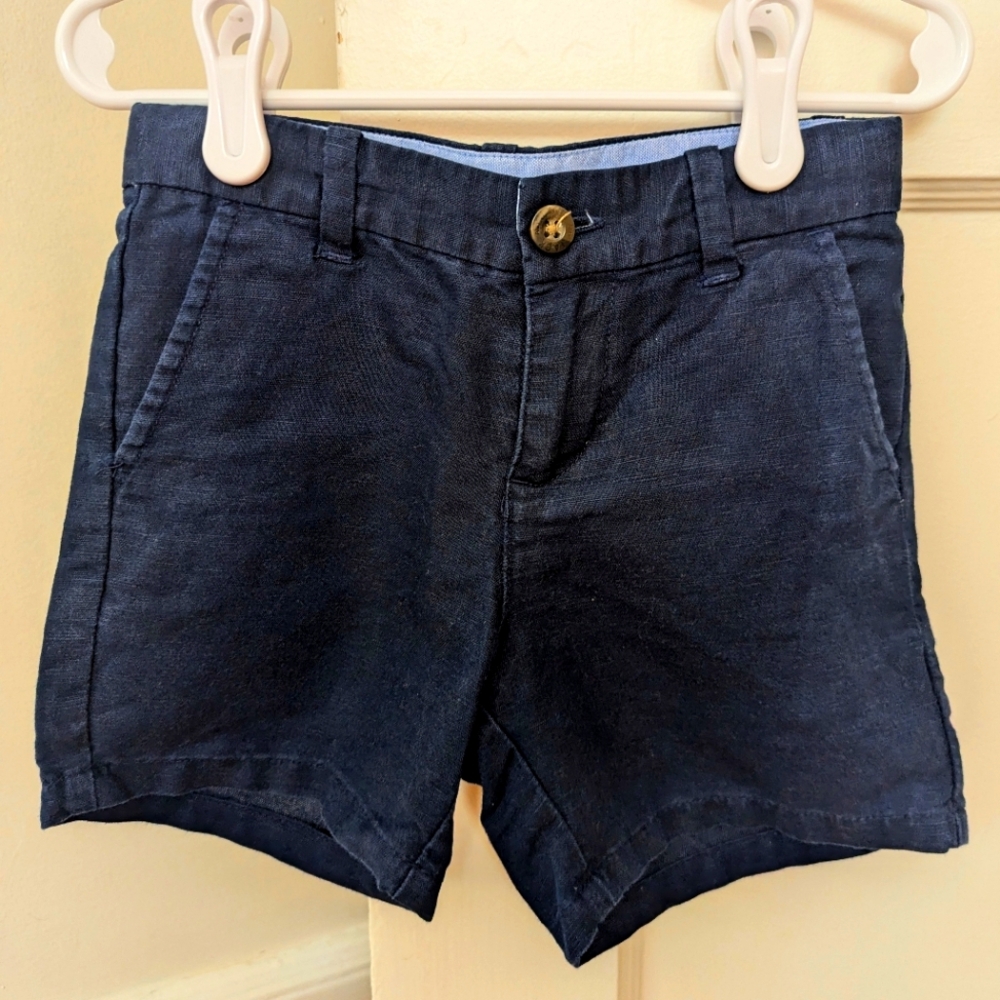 Janie and Jack navy linen-blend shorts